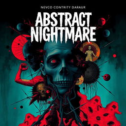 A psychological horror poster titled 'Abstract Nightmare', featuring distorted and vivid imagery that evokes a sense of unease and tension
