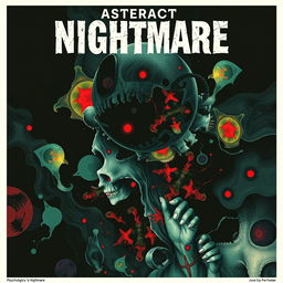 A psychological horror poster titled 'Abstract Nightmare', featuring distorted and vivid imagery that evokes a sense of unease and tension