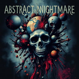 A psychological horror poster titled 'Abstract Nightmare', featuring distorted and vivid imagery that evokes a sense of unease and tension