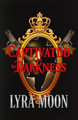 A deep black background highlighting a stunning gold broken mirror with jagged edges that catch the light, reflecting fragments of a haunting face