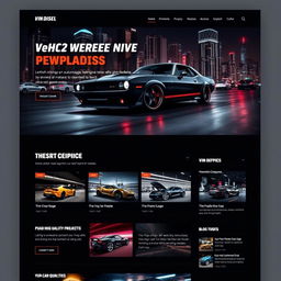 A modern, sleek website design inspired by Vin Diesel, showcasing a car-themed portfolio with dynamic visuals