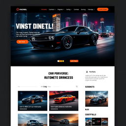 A modern, sleek website design inspired by Vin Diesel, showcasing a car-themed portfolio with dynamic visuals