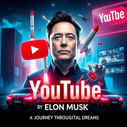 A cinematic poster for a movie titled 'YouTube by Elon Musk'