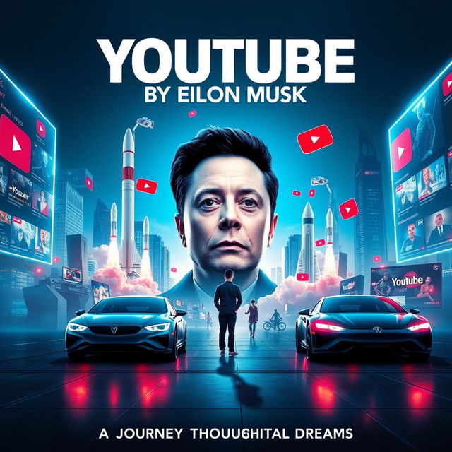 A cinematic poster for a movie titled 'YouTube by Elon Musk'