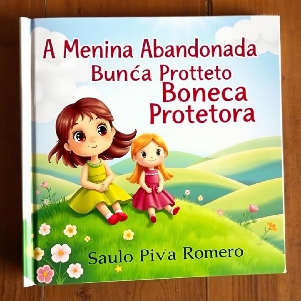 A captivating children's book cover for 'A Menina Abandonada e a Boneca Protetora' by Saulo Piva Romero