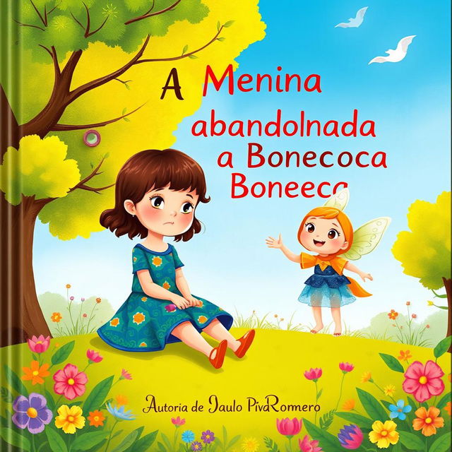 Uma capa de livro infantil intitulada 'A Menina Abandonada e a Boneca Protetora', de autoria de Saulo Piva Romero