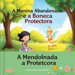 Uma capa de livro infantil intitulada 'A Menina Abandonada e a Boneca Protetora', de autoria de Saulo Piva Romero