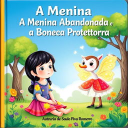 Uma capa de livro infantil intitulada 'A Menina Abandonada e a Boneca Protetora', de autoria de Saulo Piva Romero