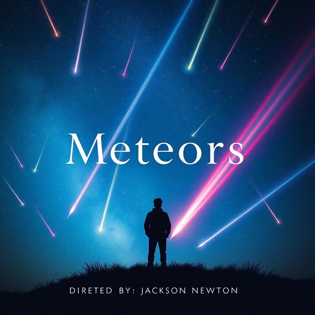 A captivating movie poster for a film titled 'Meteors', directed by Jackson Newton