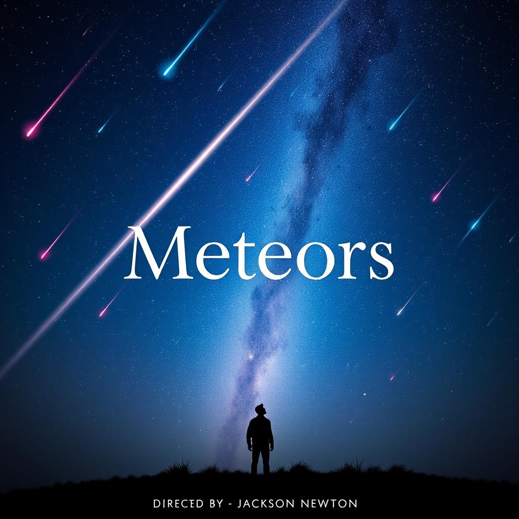 A captivating movie poster for a film titled 'Meteors', directed by Jackson Newton