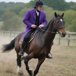 Upon noticing the man with purple eyes, the hitherto intimidating horse riders recoil in fear and retreat, their bravado instantly shattered.