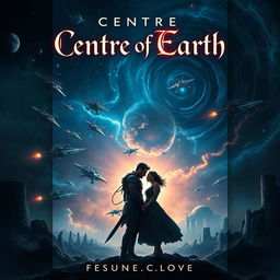 A captivating book cover design for 'Centre of Earth' by loverivs, blending space themes with elements of romance and horror