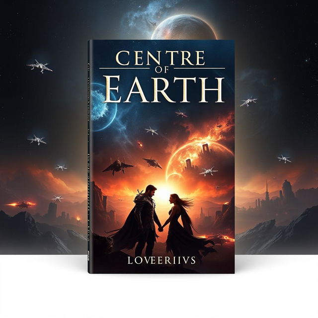 A captivating book cover design for 'Centre of Earth' by loverivs, blending space themes with elements of romance and horror