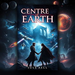 A captivating book cover design for 'Centre of Earth' by loverivs, blending space themes with elements of romance and horror