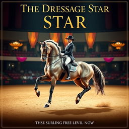 An elegant movie poster featuring a stunning dressage horse performing a graceful movement with its rider in full attire