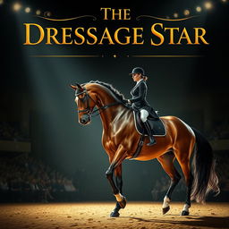 A captivating movie poster featuring a majestic dressage horse and its elegant rider in an arena