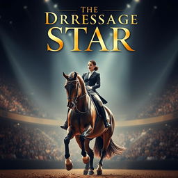 A captivating movie poster featuring a majestic dressage horse and its elegant rider in an arena