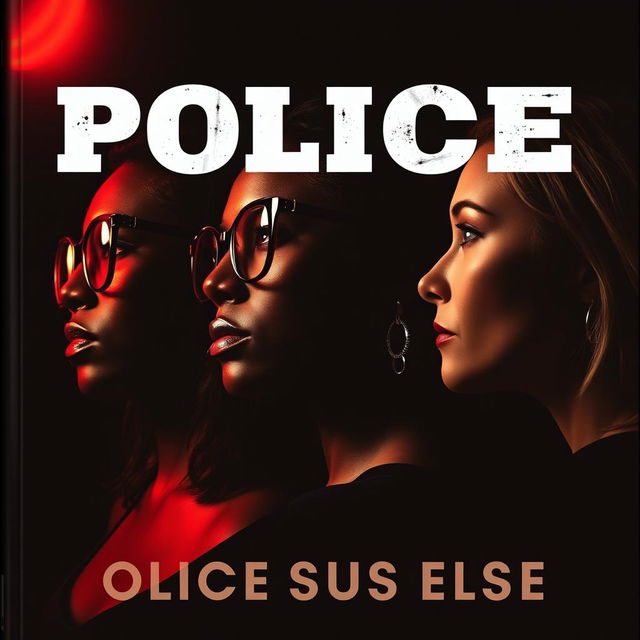 A thrilling police suspense cover featuring three black women in profile, against a dark background