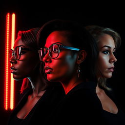 A thrilling police suspense cover featuring three black women in profile, against a dark background