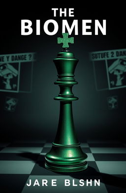 A striking cover design featuring a bishop chess piece in emerald green, adorned with black and gold accents, standing upright