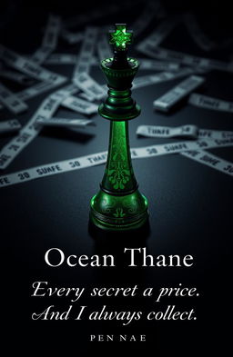 An emerald green bishop chess piece standing proudly upright, showcasing intricate designs and black and gold accents