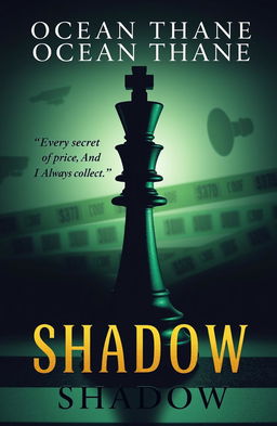 A visually striking book cover featuring a bishop chess piece standing upright in the foreground, rendered in emerald green with black and gold accents