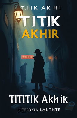 An illustration for a detective book cover featuring the title "TITIk Akhir: setiap keputusan membawa haluan yang tidak kembali"