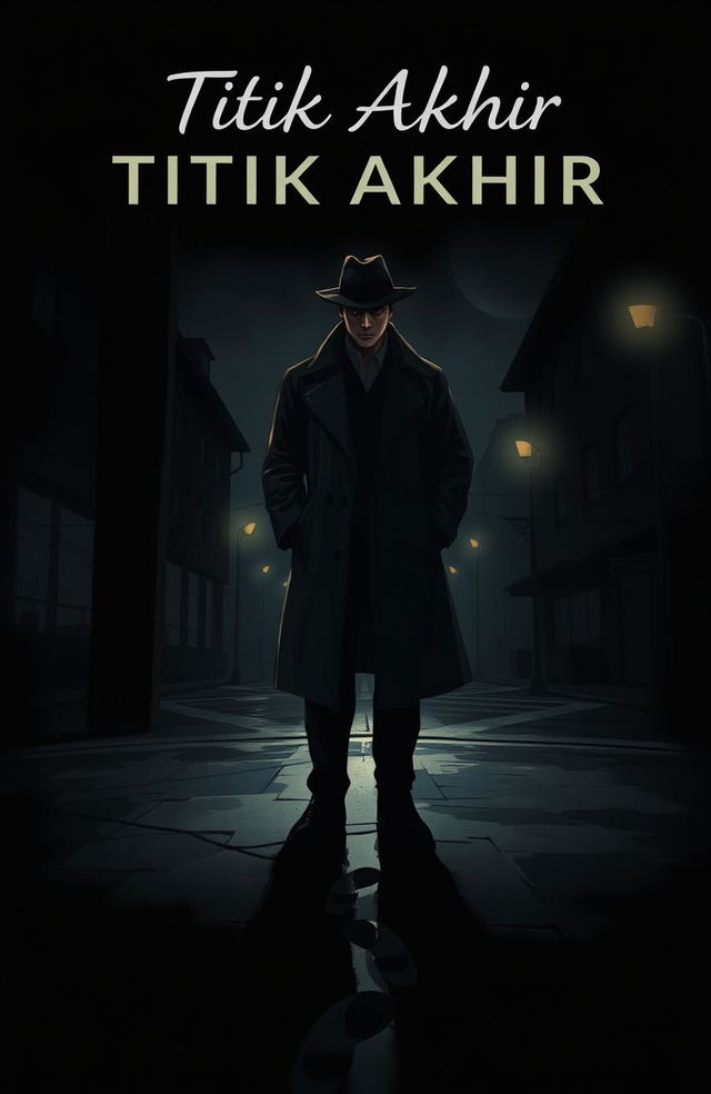 A digital art illustration for a fictional detective story titled "Titik Akhir" (The Final Point)