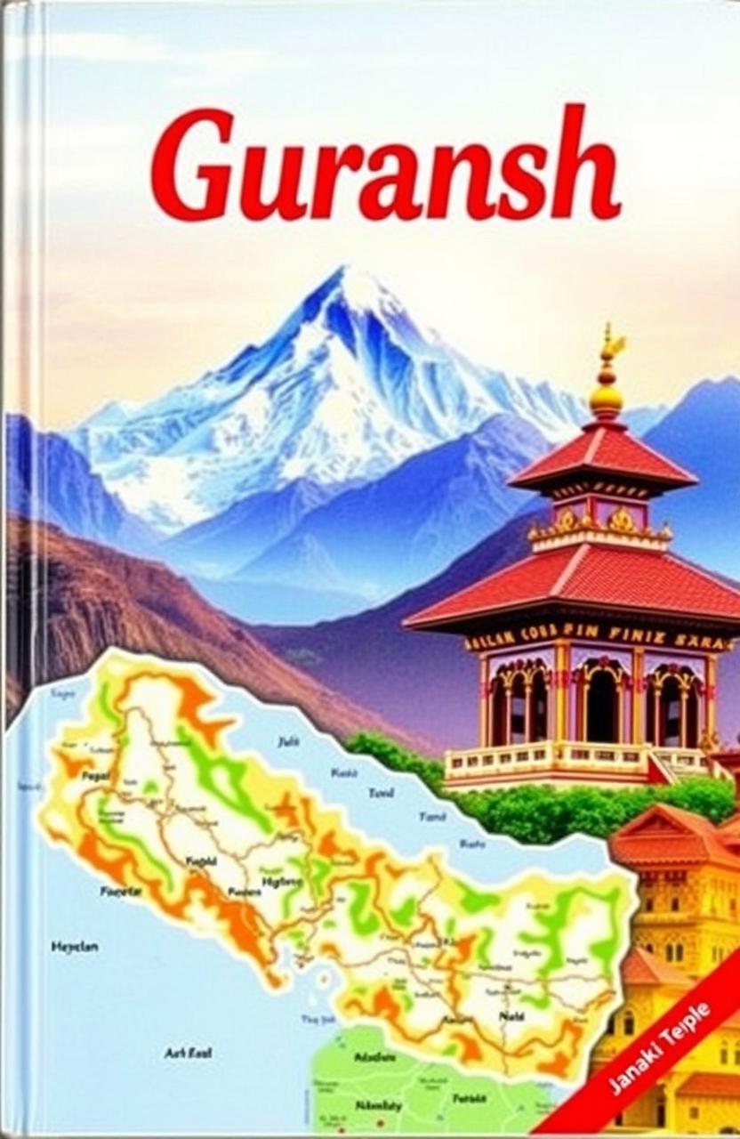 A vibrant quiz book cover featuring a beautiful scenic illustration of Mount Everest in the background, showcasing its majestic peaks