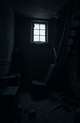 A dark, eerie basement filled with shadows
