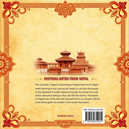 A subtle and engaging back cover design for the 'Guransh Quiz Book,' featuring an inspiring historic moment from Nepal, such as the celebration of Nepali New Year with traditional dances or the majestic view of the Durbar Square during a cultural festival
