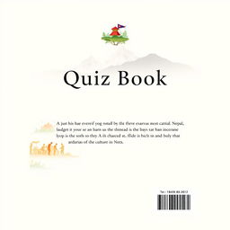 A subtle and inviting back cover design for the 'Guransh Quiz Book,' featuring a seamless integration of traditional Nepali elements and contemporary style