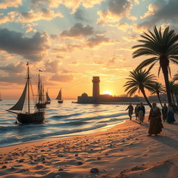 A stunning depiction of Alexandria, Egypt in the 1770s along its picturesque coastline