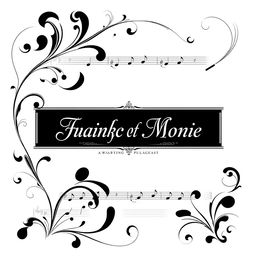 A black and white sheet music cover design for a piano and vocal arrangement, featuring elegant musical notes and staff lines
