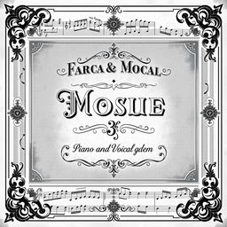 A very vintage black and white sheet music cover design for a piano and vocal arrangement, capturing the essence of an old-fashioned musical era