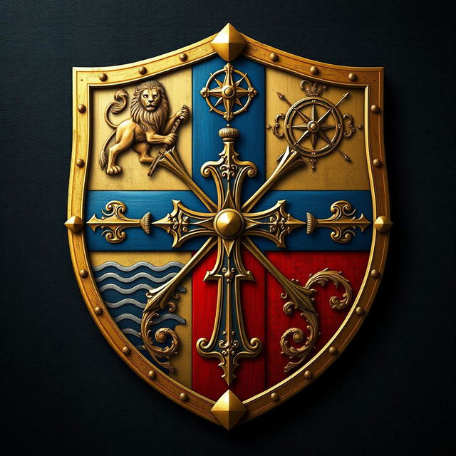 A detailed medieval shield design representing a grand empire