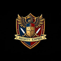 A striking medieval shield designed for a mighty empire, emphasizing its strengths in conquest, navigation, and honor