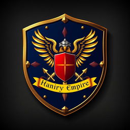 A striking medieval shield designed for a mighty empire, emphasizing its strengths in conquest, navigation, and honor