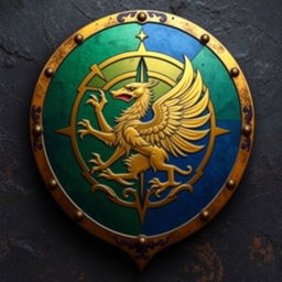 An imposing medieval shield crafted for a powerful empire, highlighting its strengths in conquest and navigation