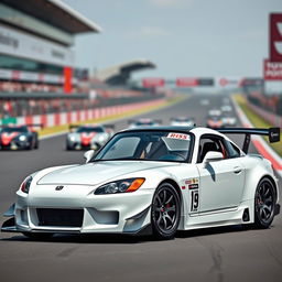 A stunning Honda S2000 GT1 in a sleek white finish, designed to resonate with the spirit of Le Mans racing