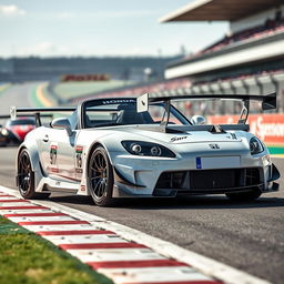 A stunning Honda S2000 GT1 in a sleek white finish, designed to resonate with the spirit of Le Mans racing
