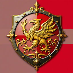 A majestic medieval shield representing a powerful empire, showcasing its strengths in conquest and navigation