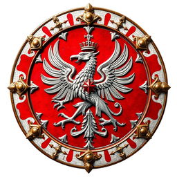 A stunning medieval shield crafted for a grand empire, showcasing its strengths in conquest and navigation