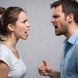 A man expressing anger towards a girl without any signs of aggression or harm. They are immersed in a heated conversation with the man raising his voice.