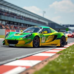 A stunning 1993 Lotus Elise GT1 widebody race car, featuring an aggressive and aerodynamic design that accentuates its racing capabilities
