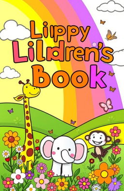 A whimsical and colorful book cover for a children's book featuring playful line elements and cartoonish characters