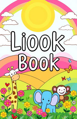 A whimsical and colorful book cover for a children's book featuring playful line elements and cartoonish characters