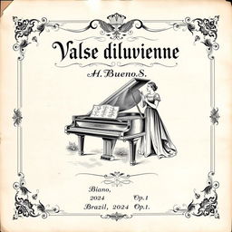 An exquisite vintage black and white sheet music cover for a piano and vocal composition
