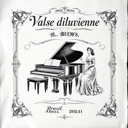 An exquisite vintage black and white sheet music cover for a piano and vocal composition