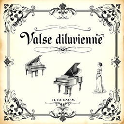 An exquisite vintage black and white sheet music cover for a piano and vocal composition